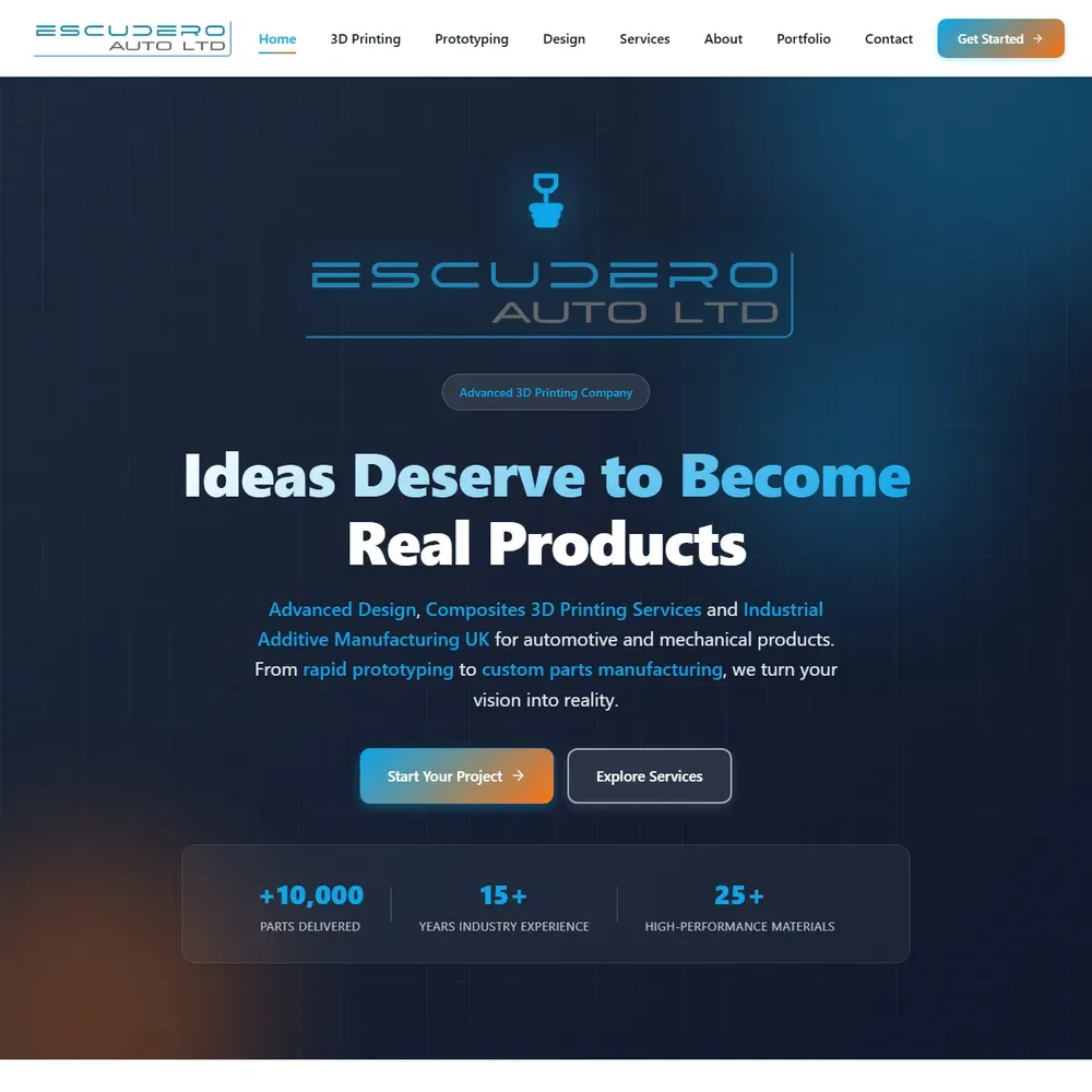 The Escudero Auto website