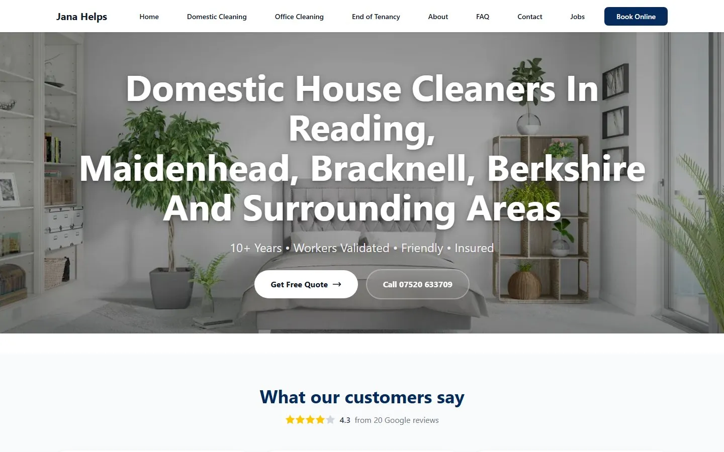 The Jana Helps homepage: domestic house cleaners in Reading, Maidenhead, Bracknell and Berkshire